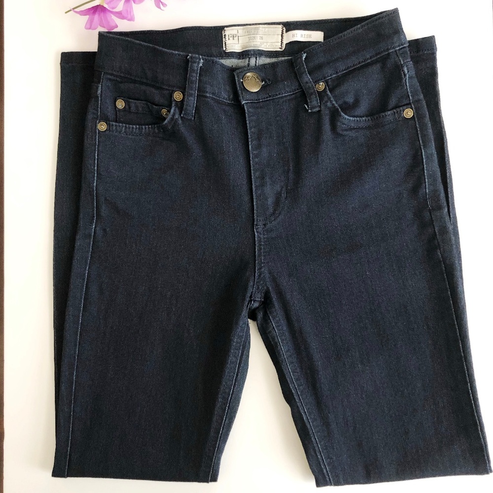 Free People Hi Rise Dark Blue Skinny Jeans
